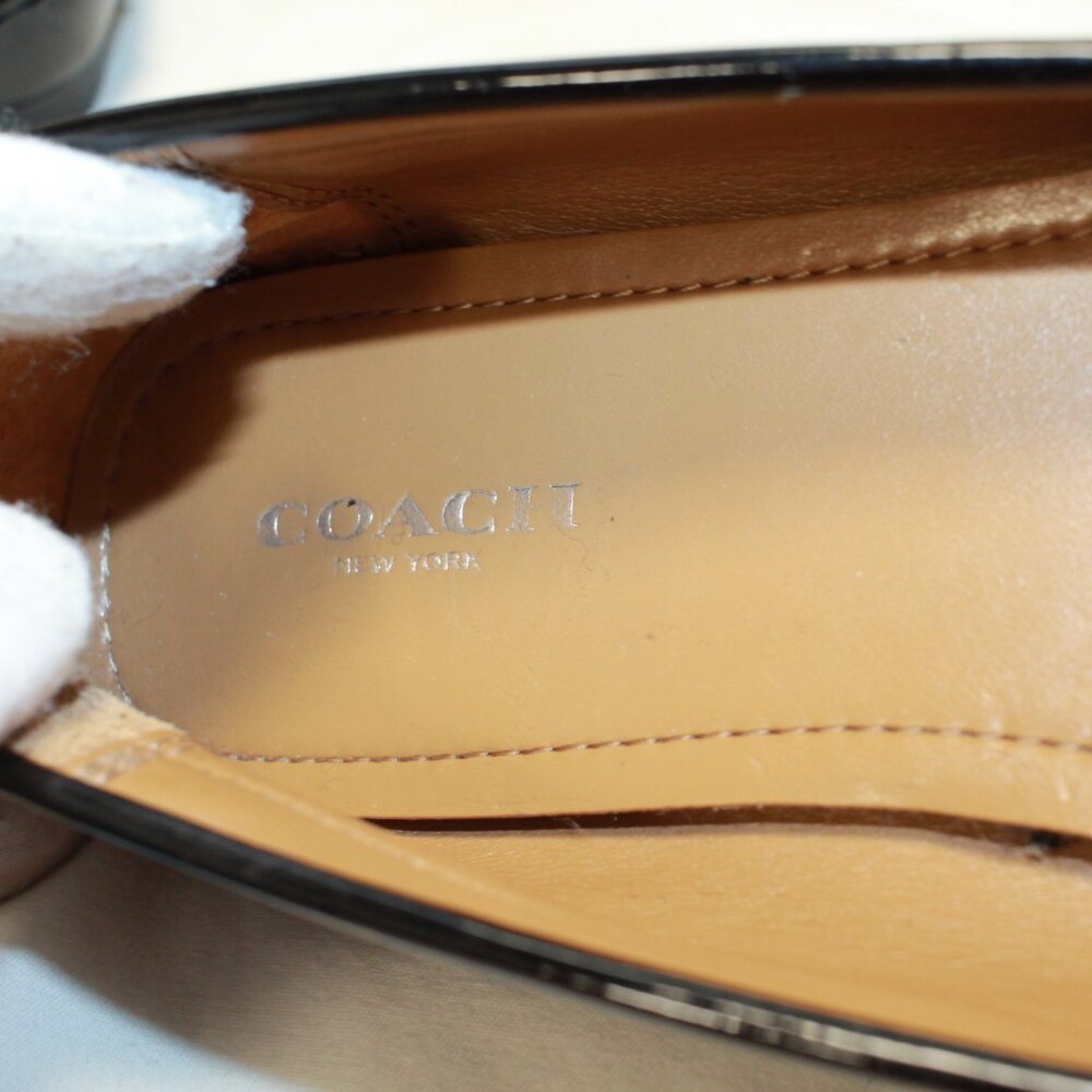 Coach Size 9 B Black Logo W Patent Leather Trim FORTUNATA Slip On Moc Toe Flats - Picture 8 of 11